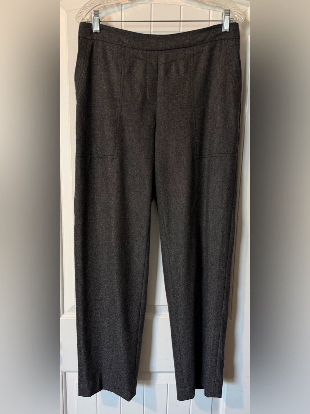 Lafayette 148 New York Cashmere Virgin Wool Charcoal Straight-Leg Pants